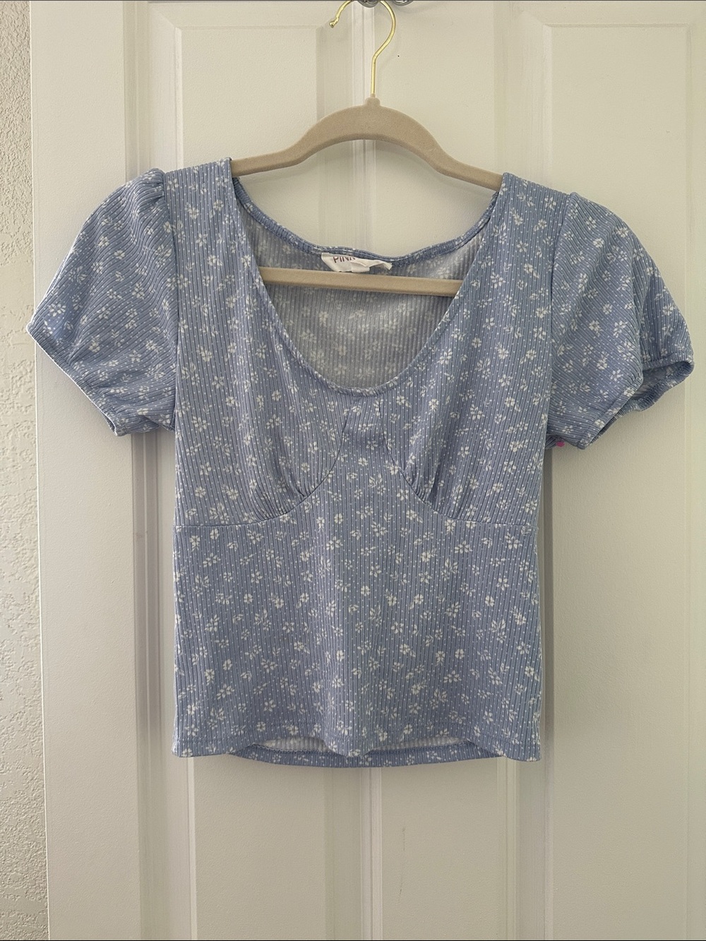 Soft Blue Floral Crop Top 🩵